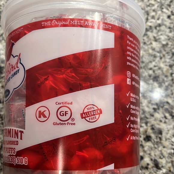 Red Bird Handcrafted Melt Away Mints Peppermint 18oz Tub Made in USA Gluten Free - Picture 3 of 8